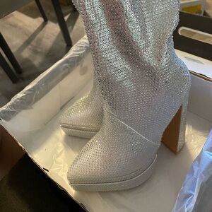 Size 9 Fashion Nova Blair Rhinestone Over The Knee Boots - NEW